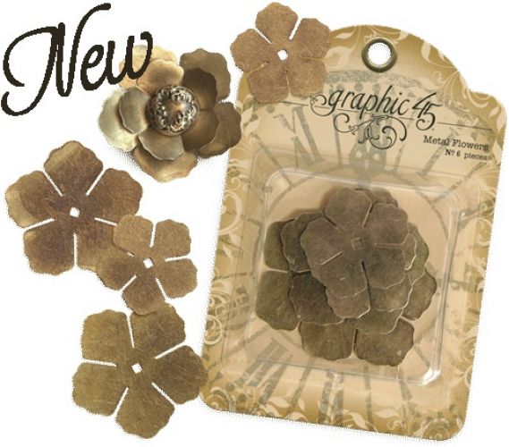 Graphic 45 - Staples Collection - Metal Flower Staples