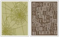 Sizzix - Tim Holtz - Alterations - Texture Fades - Halloween Words & Cobwebs Set