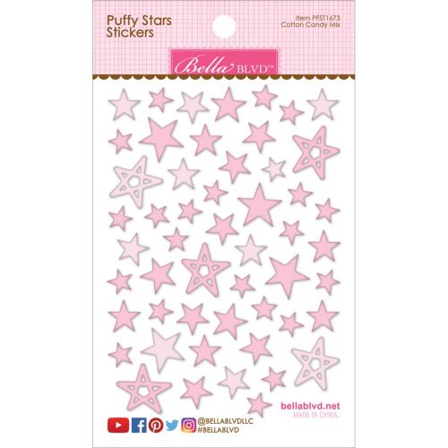 Bella Blvd - Puffy Stars Stickers 4.25"X6" - Cotton Candy Mix