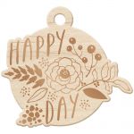 We R Memory Keepers - Sheer Metallic Wood Tag - Happy Day
