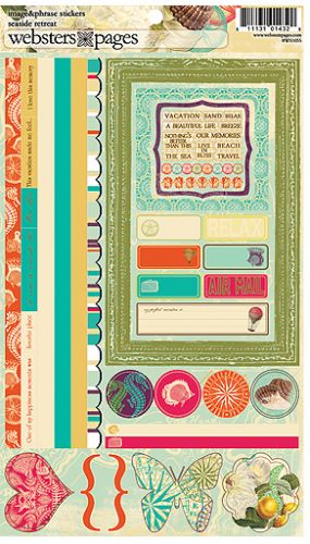 Websters Pages - Seaside Retreat Collection - Cardstock Stickers - Image & Phrase