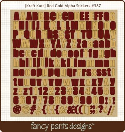 Fancy Pants - Kraft Kuts - That Boy - Red/Gold Alpha Sticker