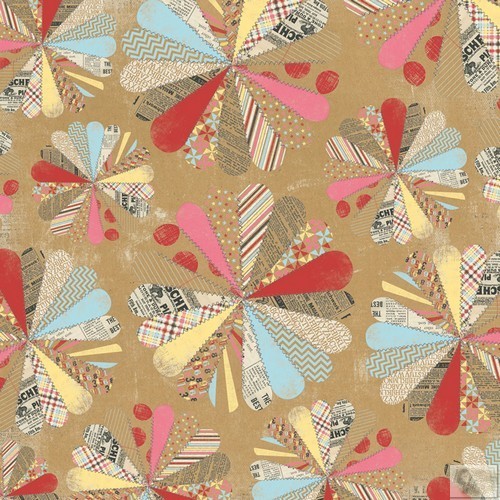 My Minds Eye - Kraft Funday -Happy Days - 12 x 12 Paper - Patchwork Party