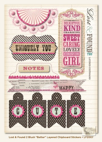 My Minds Eye - Lost and Found 2 - Blush - Better Layered Chipboard Stickers