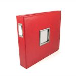 We R Memory Keepers - Classic Leather 12"x12" Window Ring Binder Album - Real Red