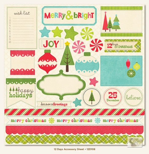 My Minds Eye - 12 Days of Christmas - Accessory Sheet
