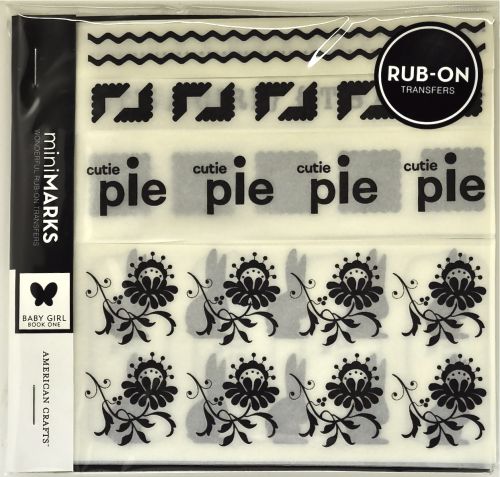 American Crafts - Mini Marks Rubon book - Baby Girl Book One - Black