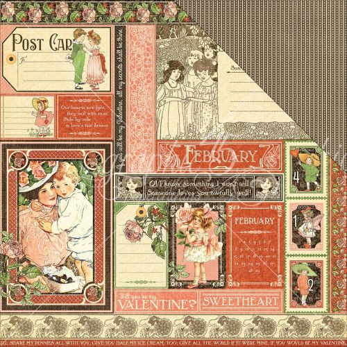 Graphic 45 - Children's Hour Collection - Double-Sided Cardstock 12"X12" - February Collective