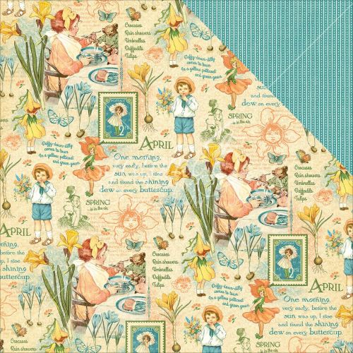 Graphic 45 - Children's Hour Collection - Double-Sided Cardstock 12"X12" - April Montage