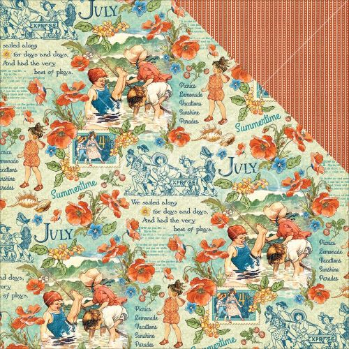 Graphic 45 - Children's Hour Collection - Double-Sided Cardstock 12"X12" - July Montage