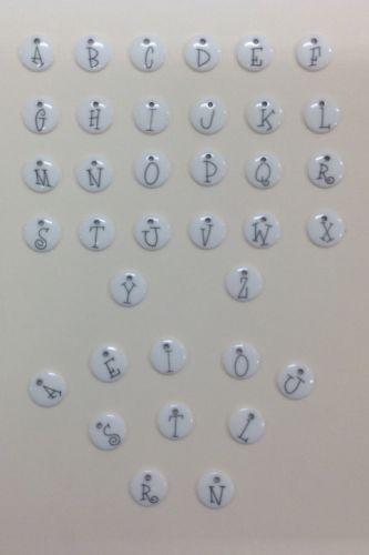 Boyle - Scrappy Bizz - Buttons White with Black Letters 36 Pcs