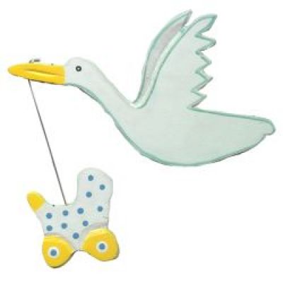 Boyle - Painted Wood Shapes - Stork with Pram