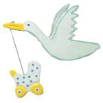 Boyle - Painted Wood Shapes - Stork with Pram