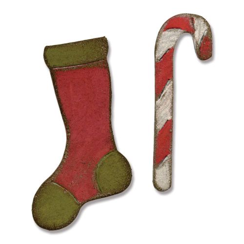 Sizzix - Tim Holtz - Alterations - Movers & Shapers - Stocking & Candy Cane - Magnetic Dies 2/Pkg