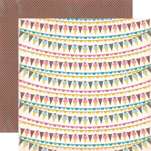 Carta Bella Paper Company - Cool Summer Collection - 12 x 12 Paper - Ice Cream Banner