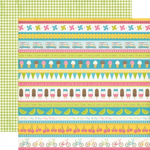 Carta Bella Paper Company - Cool Summer Collection - 12 x 12 Paper - Ice Cream Borders