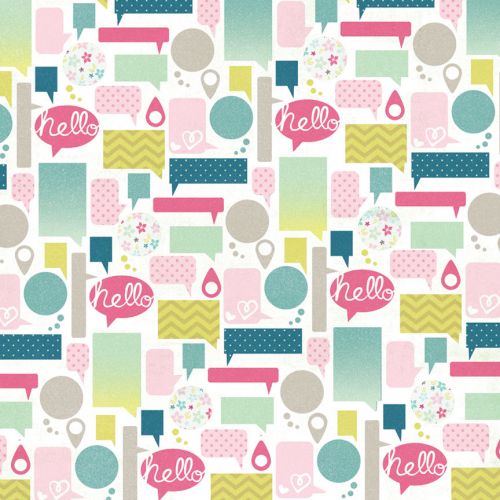 My Mind's Eye - Cut & Paste - Hello - Call  - 12" x 12" Double Sided Patterned Paper