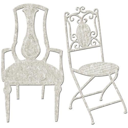 Fab Scraps - Die-Cut Grey Chipboard Word - Chairs 2/Pkg, 3.25"X1.5"