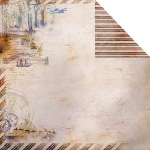 Fabscraps - Romantic Travel - Travel Time 1 - 12" x 12" Double Sided Patterned Paper