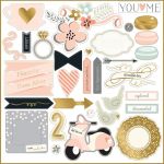 My Minds Eye - Fancy That - Blush 12x12 Gold Foiled Chipboard Elements
