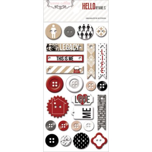 Teresa Collins Designs - Hello My Name Is - Decorative Buttons