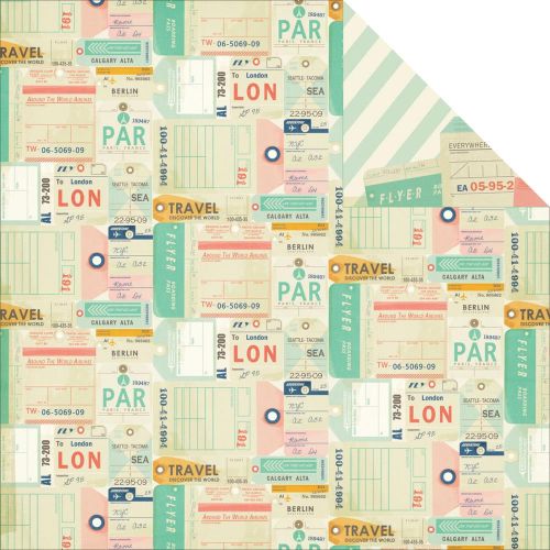 My Minds Eye - Hello World - Travel "My Travels" Double-Sided Cardstock 12"X12"