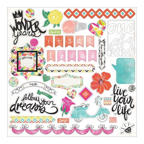 My Mind's Eye - Wild Berry Jubilee Collection - Wonder 12x12 Chipboard