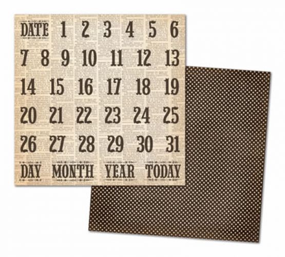 My Mind's Eye - Lost & Found - Record It - Antique - By Jen Allyson - 12x12" Double Sided Patterned Paper - Timely