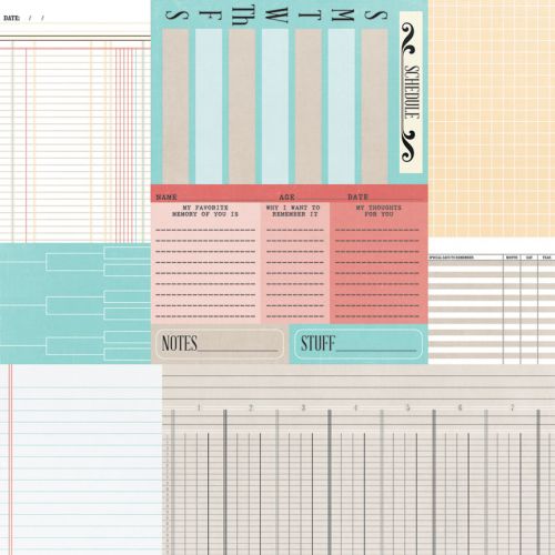 Teresa Collins Designs - Memories -  Ledger Cards  12x12 Paper