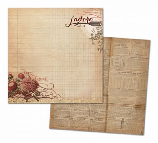 My Mind's Eye - Lost & Found - Record It - Heirloom - By Jen Allyson - 12x12" Double Sided Patterned Glittered Paper - Splendid