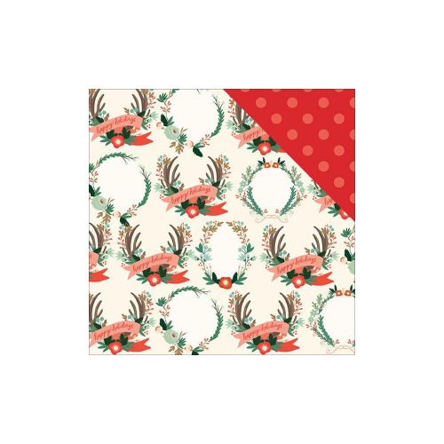 My Minds Eye - Christmas on Market Street - 12x12 Paper - Holiday Wreaths