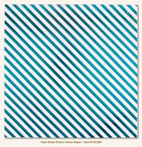 My Mind's Eye - Necessities - Teals Stripe Foiled Vellum Paper