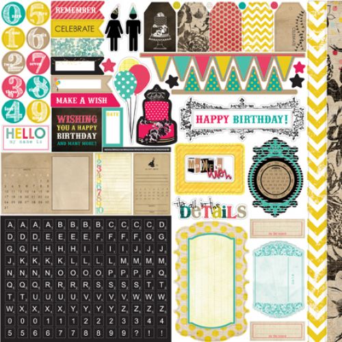 Echo Park Paper Company - Photo Freedom - Birthday Wishes Collection - 12 x 12 Element Stickers