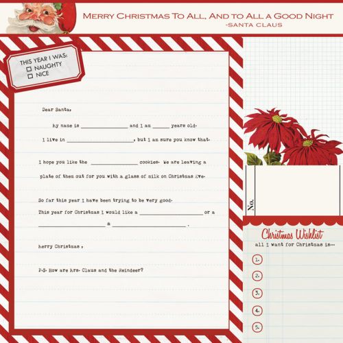 Teresa Collins Designs - Santa's List - 12x12" Paper - Santa's Letter