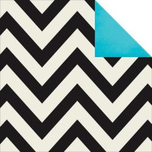 Simple Stories - DIY Boutique Double-Sided Cardstock 12"X12" - Boutique Chevron/Teal