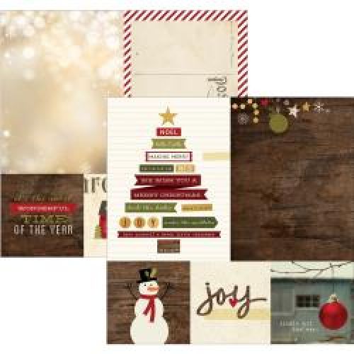 Simple Stories - Cozy Christmas - Double-Sided Elements Cardstock 12"X12" - 4"X4" Quote& 6"X8" Photo Mat Elements