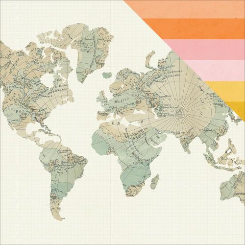 Simple Stories - You Are Here! Double-Sided Cardstock 12"X12" - Around The World