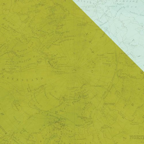 Simple Stories - You Are Here! Double-Sided Cardstock 12"X12" - Green Map/Teal Map