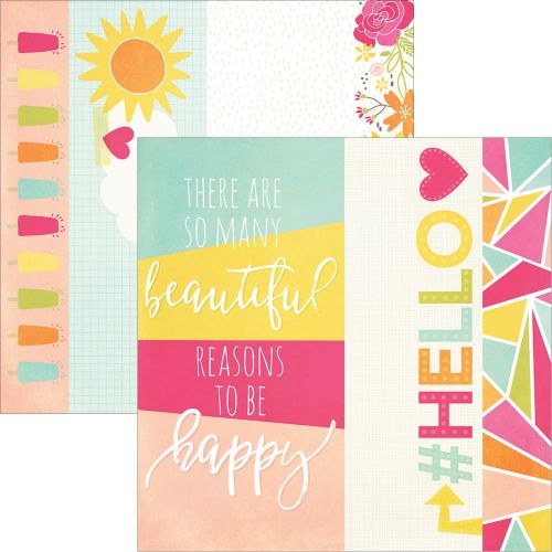 Simple Stories - Sunshine & Happiness - Double-Sided Elements Cardstock 12"X12" - 2"X12", 4"X12" & 6"X12"