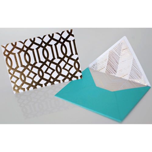 Teresa Collins Designs - Studio Gold - Foiled Cards W/Envelopes 5.25"X3.75" 12/Pkg - Lattice