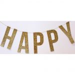 Teresa Collins Designs - Studio Gold - Glittered Chipboard Word Banner - Happy