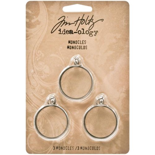 Tim Holtz - Idea-ology - Monocles 1.25" 3/Pkg - Antique Nickel W/Glass