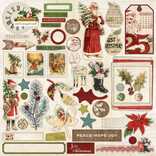 My Mind's Eye - Vintage Christmas - 12x12 Sticker Accessories
