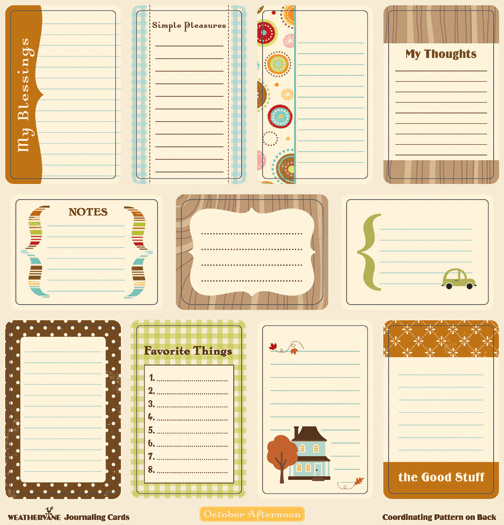 October Afternoon - Weathervane - Die Cuts - Journaling Cards