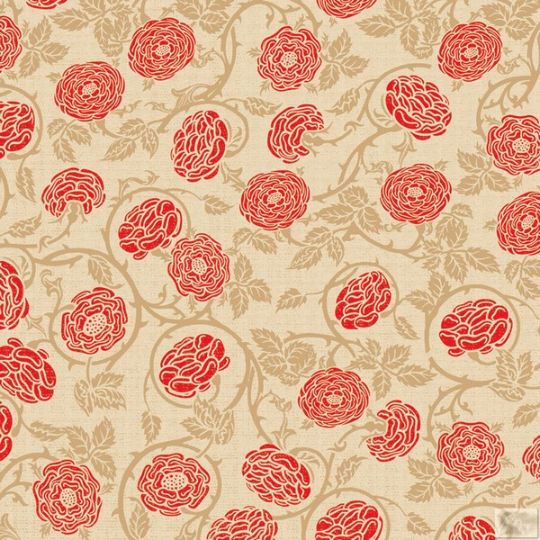 Teresa Collins Designs: Fabrications Linen: Red Flowers Paper