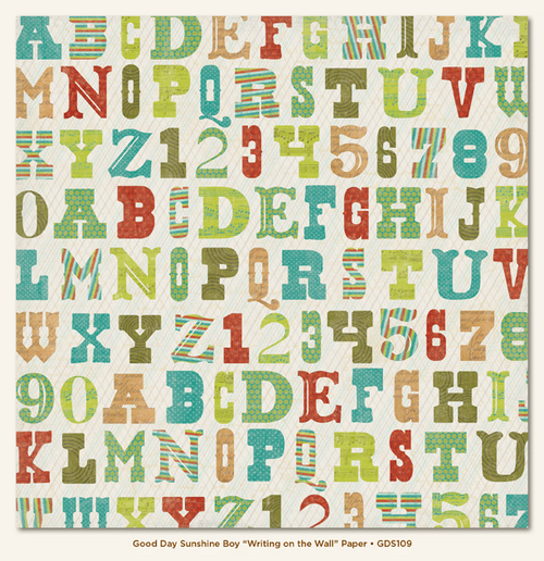 My Minds Eye - Good Day Sunshine - Boy Items -"Writing on the Wall" Paper