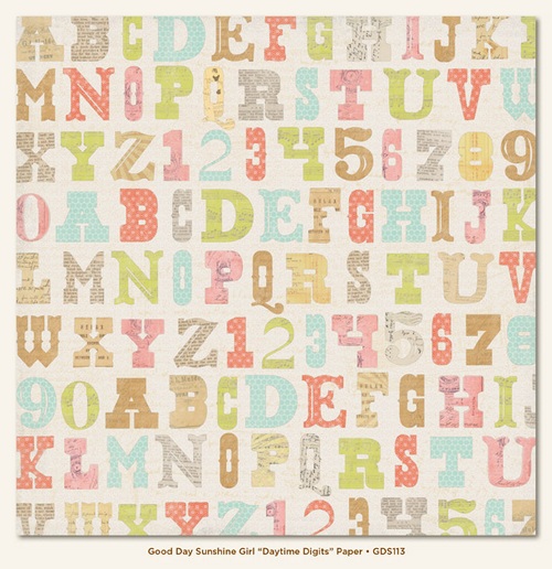 My Minds Eye - Good Day Sunshine - Girl Items -"Daytime Digits" Paper