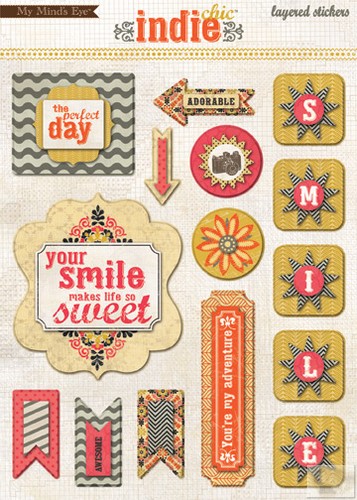 My Minds Eye - Indie Chic - Ginger - Direction - Layered Sticker