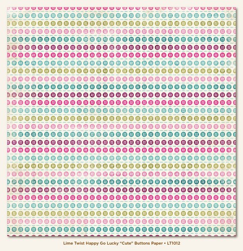 My Minds Eye - Lime Twist - Happy Go Lucky - Cute - Buttons Paper
