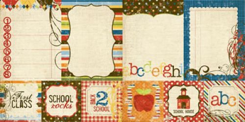 Simple Stories by Memory Works - Elementary - 4x4 Quote & 6x6 Photo Mat Elements 12x12 Double Sided Patterned Paper